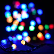 Уличная гирлянда нить 100 RGB LED 10 метров WIMPEX цветная, черный провод