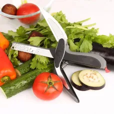 Умный нож Clever Cutter 2 в 1, ножницы для нарезки,  Черный с серым