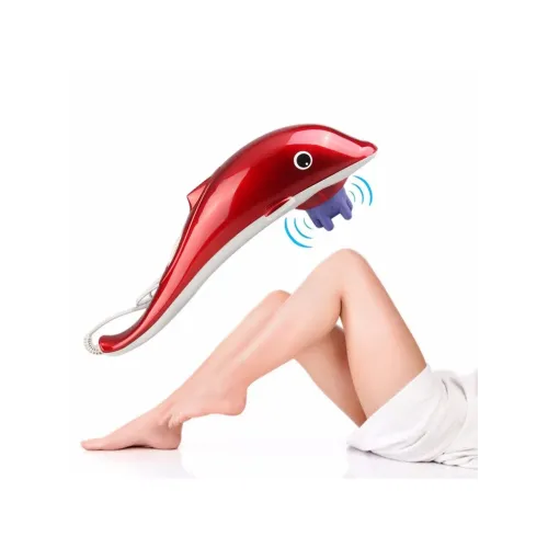 Ручний вібромасажер Dolphin Big (Дельфін великий), 3 насадки, червоний