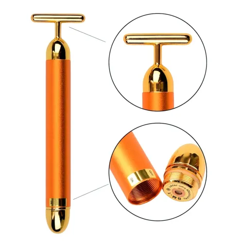 Вибромассажер для лица Energy Beauty Bar GOLD ионный, предание упругости, разглаживание морщин - фото 6