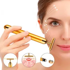 Вибромассажер для лица Energy Beauty Bar GOLD ионный, предание упругости, разглаживание морщин