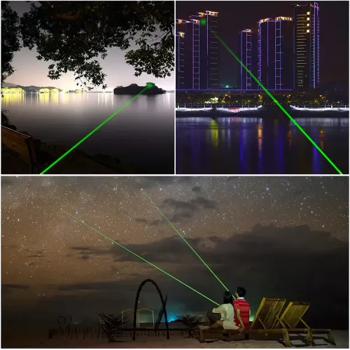 Лазерная указка Laser 303 с ключами, 1000 мВт, 532 нм, металлический корпус, зеленая - фото 4