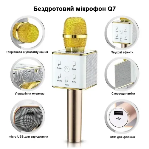 Микрофон караоке Bluetooth Tuxun Q7 pro. Микрофон со встроенной колонкой, в чехле - фото 5
