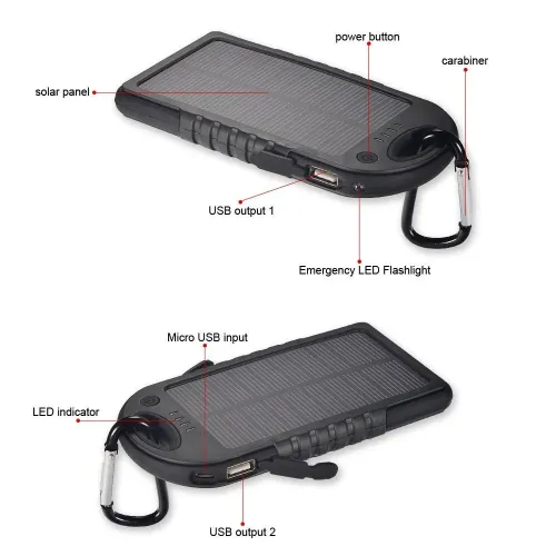 Портативное зарядное устройство Solar Charger Power Bank 12000 mAh - фото 7
