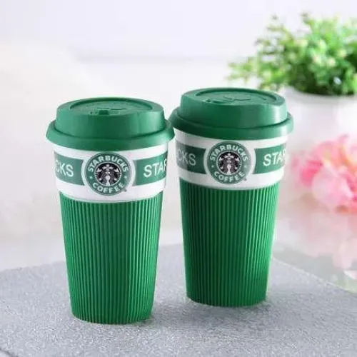 Термокружка Starbucks Старбакс 350 мл керамічна з гумовим чохлом - фото 3