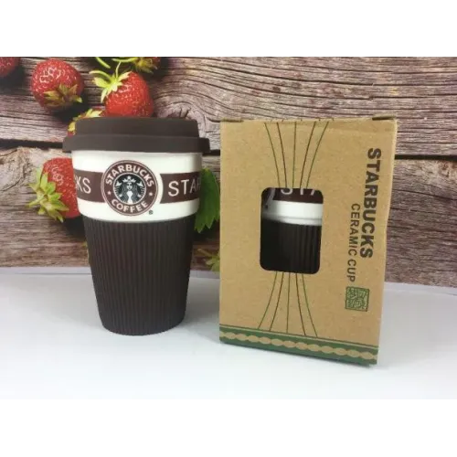 Термокружка Starbucks Старбакс 350 мл керамічна з гумовим чохлом - фото 5