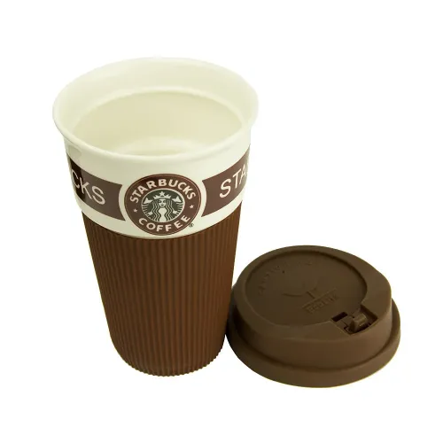 Термокружка Starbucks Старбакс 350 мл керамічна з гумовим чохлом - фото 6