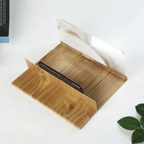 3D Увеличитель экрана для телефона Enlarget Screen Magnifier, линза Френеля, дерево - фото 6