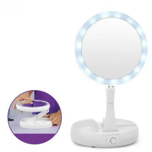 Настільне дзеркало для макіяжу Mirror My fold Away з LED підсвічуванням складне кругле - фото 2