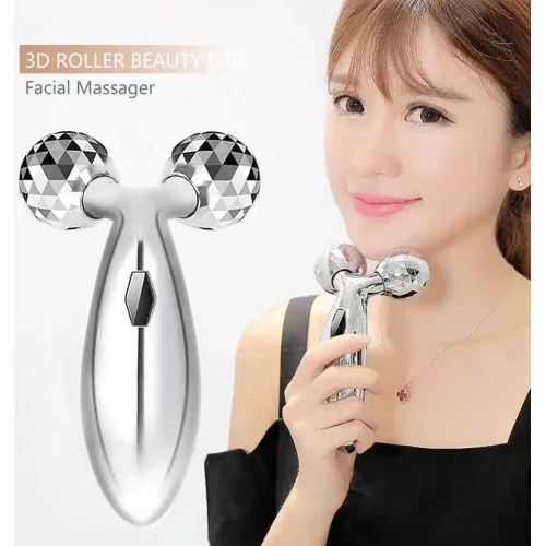 Роликовый лифтинг массажер для лица и тела 3D Massager Venko, серебро - фото 2