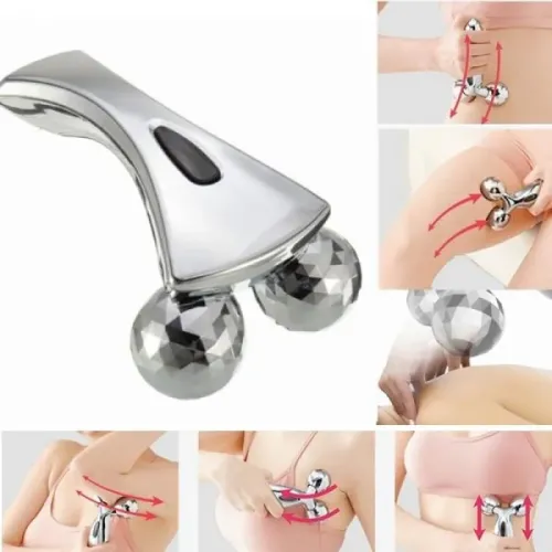 Роликовый лифтинг массажер для лица и тела 3D Massager Venko, серебро - фото 3