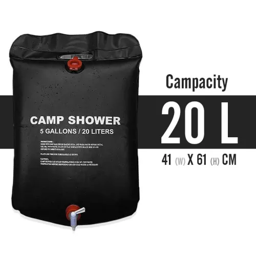 Подвесной душ для кемпинга и дачи 20л, Camp Shower, резиновый душ пакет для туризма, черный, с лейкой - фото 2