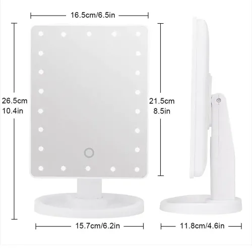 Поворотне косметичне дзеркало для макіяжу Magic Makeup MIRROR 22 LED з сенсорною кнопкою - фото 2