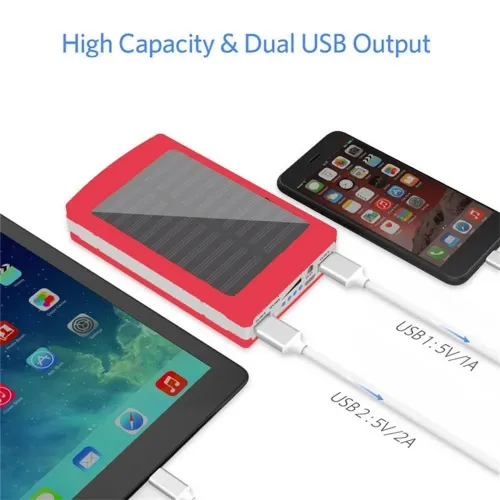 Внешний аккумулятор Power bank 50000mAh  (СОЛНЕЧНАЯ БАТАРЕЯ) С LED подсветкой, разные цвета - фото 3