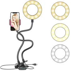 Держатель с LED подсветкой, кольцо для прямых трансляций. Live streaming, селфи кольцо, три режима свечения
