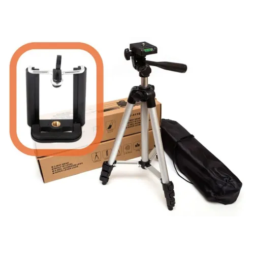 Штатив для видеотехники и смартфона TRIPOD TF-3110, напольный, телескопический, серебро - фото 5