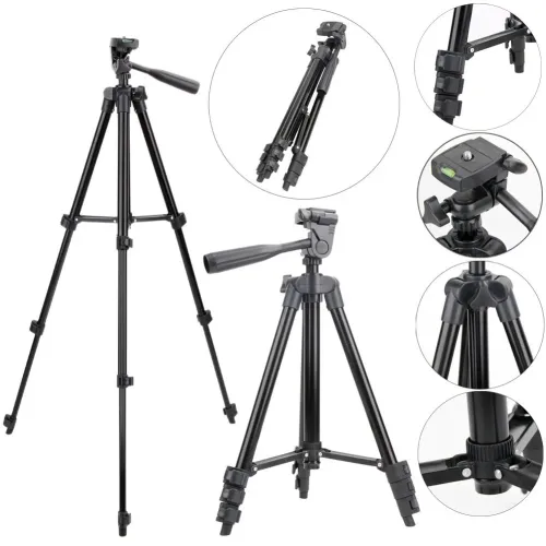 Штатив для відеотехніки і смартфона з рівнем TRIPOD TF-3120, розкладний, чорний