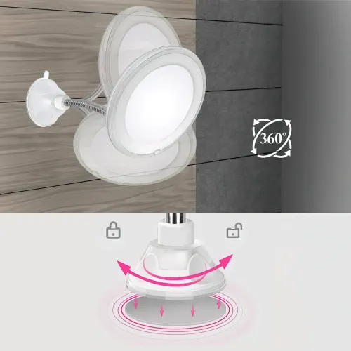 Зеркало на присоске Ultra Flexible Mirror с подсветкой, гибкая ножка, с увеличением 5х, диаметр 12.8 см - фото 3