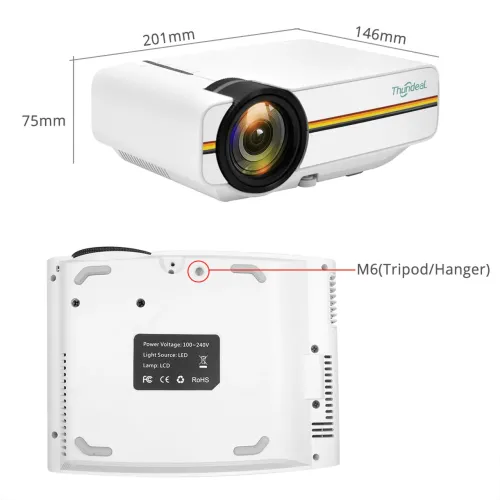 Портативный проектор FHD YG-400 LED PRO, с функцией Air display, 1800 Лм - фото 4