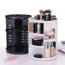 Органайзер для косметики вращающийся 360° Rotation Cosmetic Organizer, складной, белый и черный