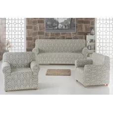 Комплект чехлов на диван и два кресла Жаккард Milano Home Concept Karna, универсальный размер Серый