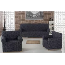Комплект чехлов на диван и два кресла Жаккард Milano Home Concept Karna, универсальный размер Графит