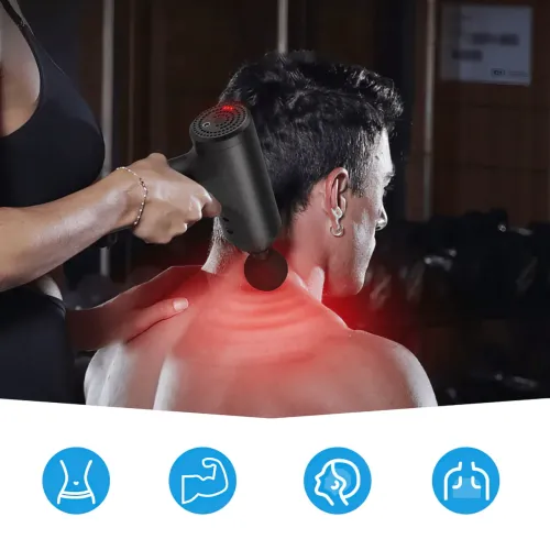 Масажер FASCIAL Pro, вібраційний, ударний, м'язовий, 4 насадки, 2400 мА/год - фото 7