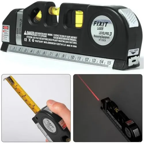 Лазерный уровень со встроенной рулеткой FIXIT Laser level pro 3, 2 плоскости, черный