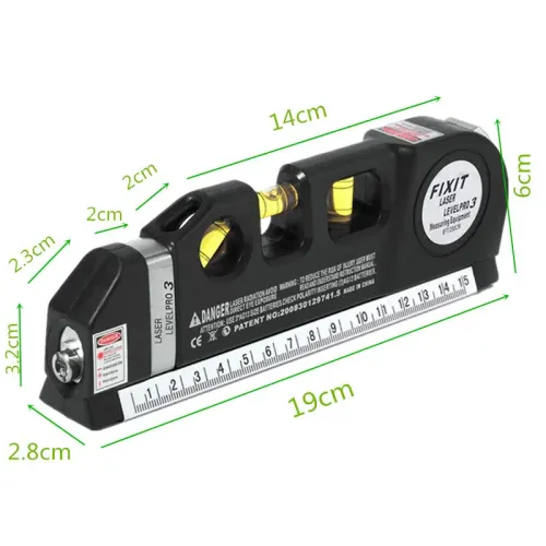 Лазерный уровень со встроенной рулеткой FIXIT Laser level pro 3, 2 плоскости, черный - фото 7
