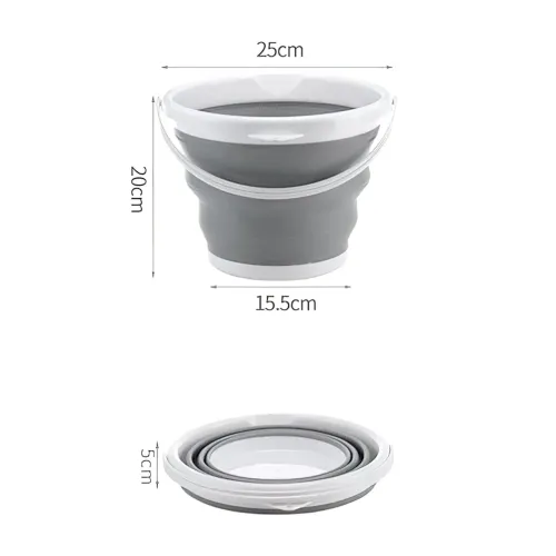 Складное силиконовое ведро Collapsible Bucket на 5 л, с ручкой, синее - фото 8