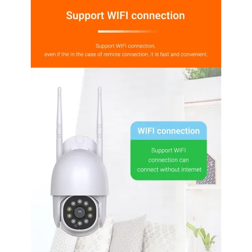 Вулична поворотна IP камера NJ PRO 1080 Vision 360 , вологостійка, датчик рух, нічне бачення, біла - фото 6