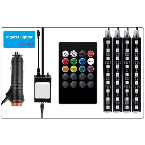 Універсальна RGB LED підсвічування в авто Car LED RGB, з пультом, вологостійка, в прикурювач - фото 3