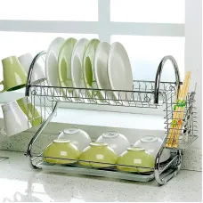 Стойка для сушки посуды Kitchen storage rack, нержавеющая сталь, карман для ложек и вилок