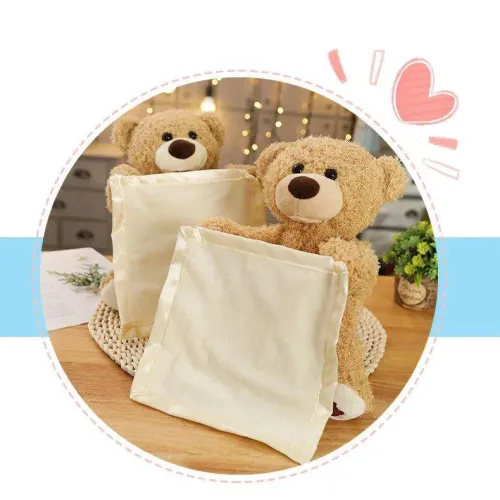 Детская интерактивная игрушка плюшевый мишка Peekaboo Bear, 30 см высота, коричневый, на батарейках