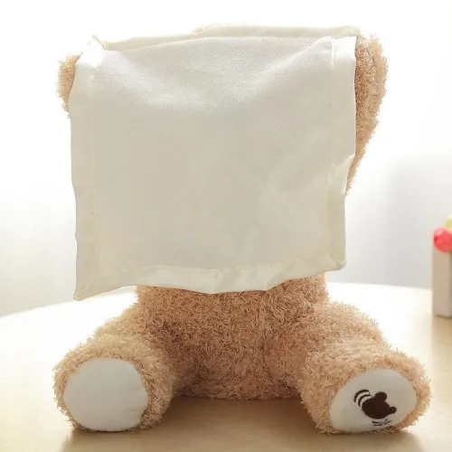 Детская интерактивная игрушка плюшевый мишка Peekaboo Bear, 30 см высота, коричневый, на батарейках - фото 3