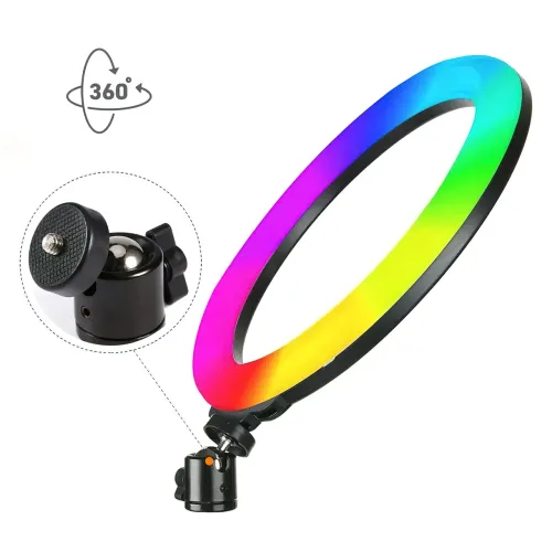 Светодиодная кольцевая лампа RING LED PRO со штативом 2 метра, 20 Вт, 26см, 1000 люмен, 5500 К, RGB цвета - фото 3
