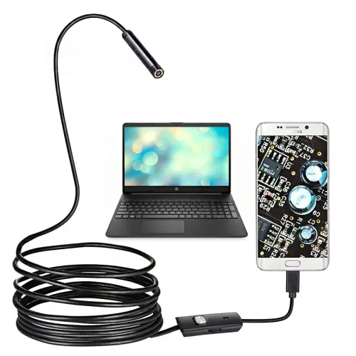 Гибкий USB эндоскоп 1/0.3МП  Endoscope android camera, Для андроид и ПК, гибкий провод, подсветка