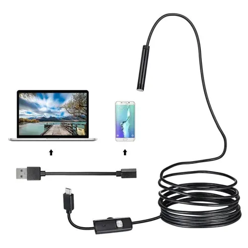 Гибкий USB эндоскоп 1/0.3МП  Endoscope android camera, Для андроид и ПК, гибкий провод, подсветка - фото 3