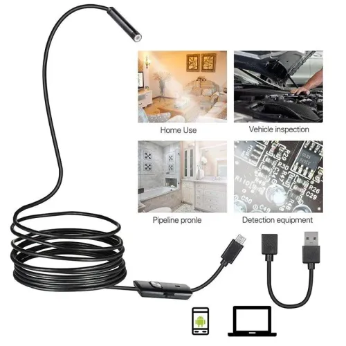 Гибкий USB эндоскоп 1/0.3МП  Endoscope android camera, Для андроид и ПК, гибкий провод, подсветка - фото 4