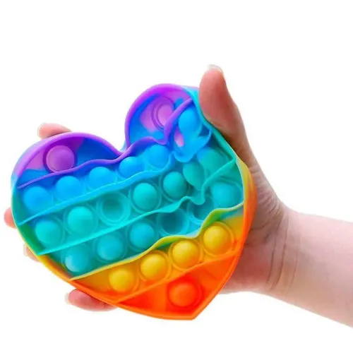 Большой POP IT Heart радуга, 27 кнопок, разные формы, детская интерактивная игрушка, антистресс, SPA силикон - фото 2