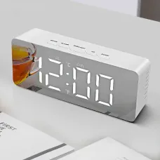 Настольные зеркальные часы в стиле минимал Home comfort 3658L, на батарейках, с термометром