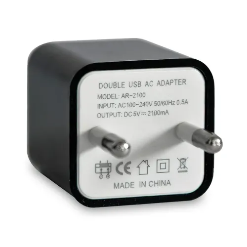 Адаптер питания CUBE Pro от сети 100-240 В, 2 USB,  1А/2.1A, черный, глянцевый - фото 3