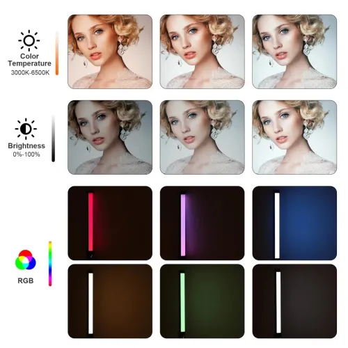 Велика професійна RGB підсвічування LIGHT STICK PRO, максимальна настройка світіння, 50 см, з екраном - фото 6