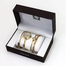 Подарочный набор для женщин наручные часы + 3 браслета Anne Klein GOLD в красивой упаковке!