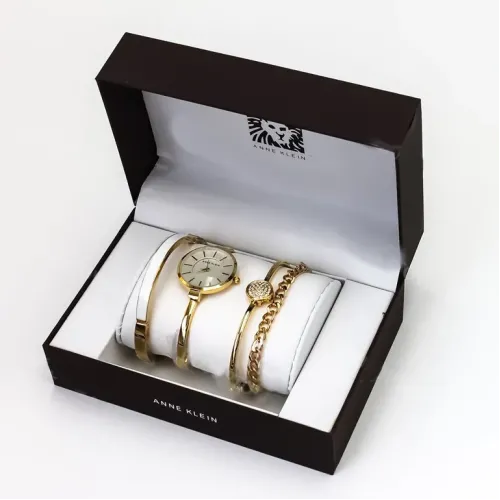 Подарочный набор для женщин наручные часы + 3 браслета Anne Klein GOLD в красивой упаковке!