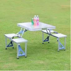 Походный стол усиленный с 4-мя стульями Travel Table раскладной, алюминиевый, высота 67см