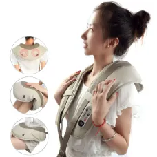 Вибро массажер для всего тела 3D Wellneo Cervical Massage Shawls здоровье. 4 в 1, шиацу, серый