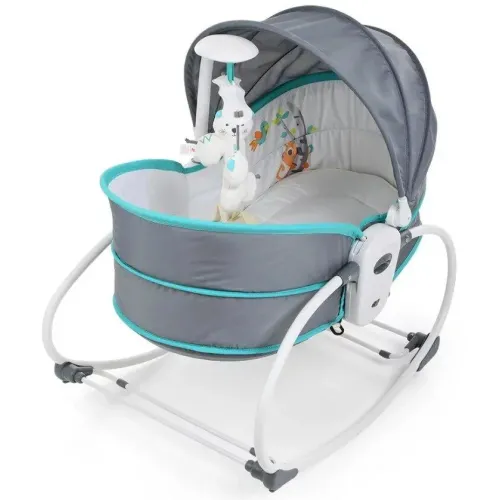 Дитяча гойдалка з люлькою Rocket Bassinet 5 у 1 баунсер, сірий з блакитним