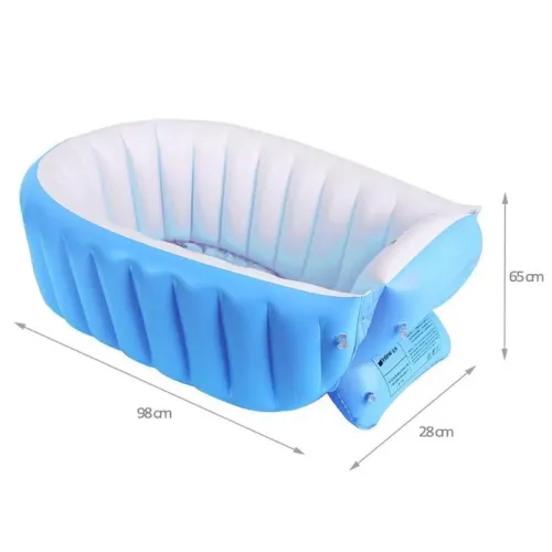 Детская надувная ванночка Intime Baby Bath Tub, насос в подарок, 98*28 см, два цвета - фото 7