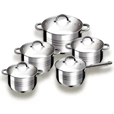 Набор посуды Grabdoff Stainless steel GR-203, 4 кастрюли+ ковшик, стеклянные крышки
